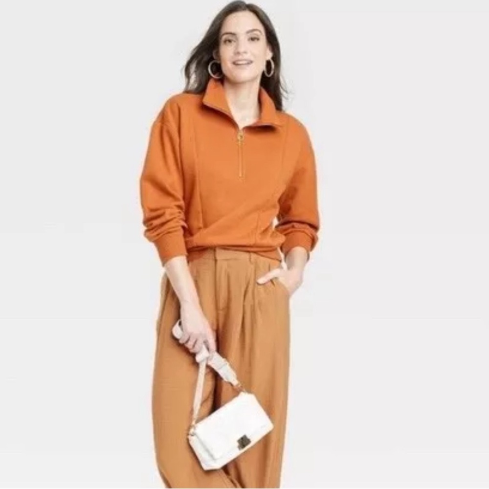 A New Day Burnt Orange 1/4 Zip Sweatshirt